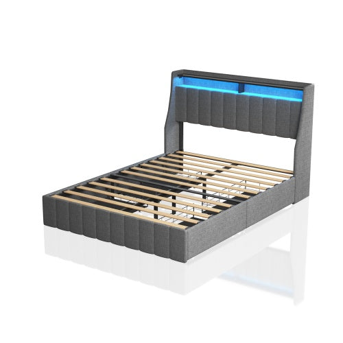 Light Grey Upholstered Bed