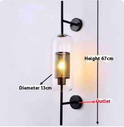 Living Room Wall Lamp Retro Creative Corridor Aisle Glass Ball Wall Lamp