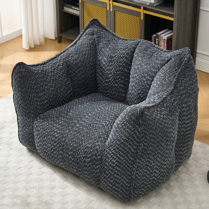 Compressed Plush Bean Bag Sofa Couch- High-Resilience Foam Filled, Ultra-Soft Boucle Lounge Chair For One Or Two People, Cozy Living Room Seating For Reading, Gaming & Relaxing, Space-Saving Vacuum
