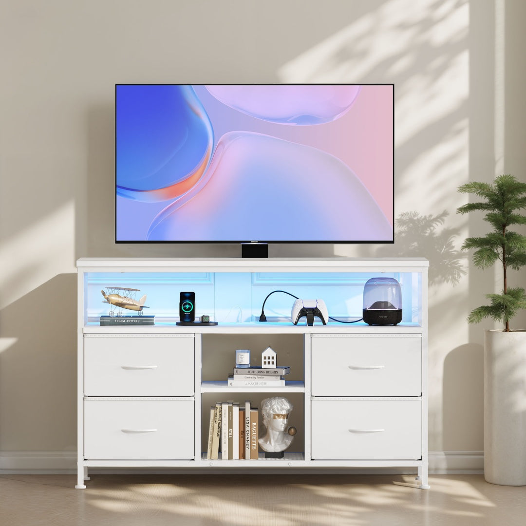 Black LED Drawer TV Stand