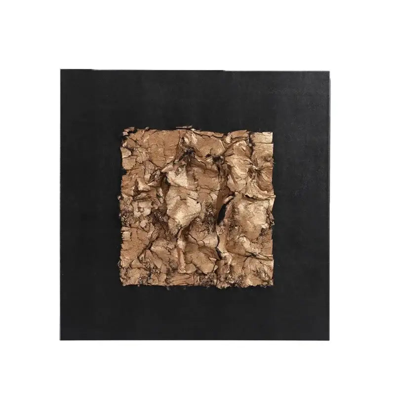 A square textured golden brown bark fabric hanging painting on black background for living room decorbites gilded fabric