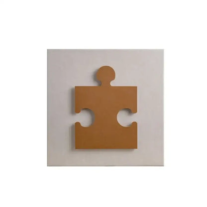Minimalist tan puzzle piece wall art with matte finish and clean edges for decorbites gilded fabric hanging painting