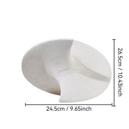 White textured ceramic gyroscope ornament with smooth curved asymmetrical design for living room decor