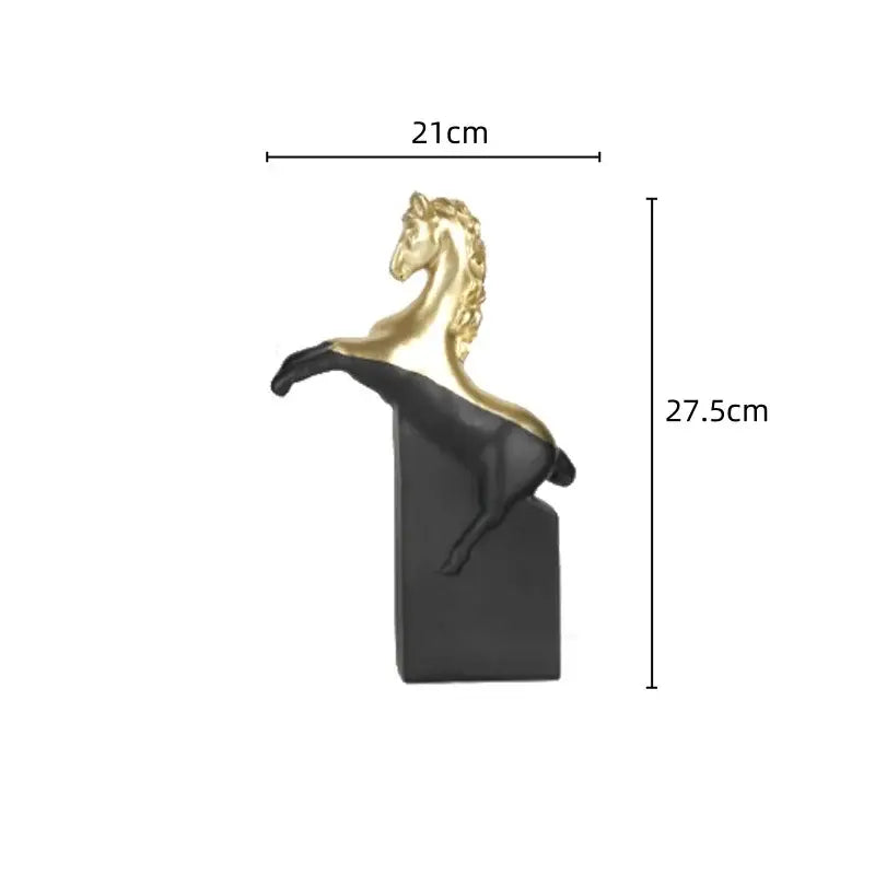 Abstract black and gold horse statue decorbites horse statue resin sculpture with glossy finish in dynamic rearing pose