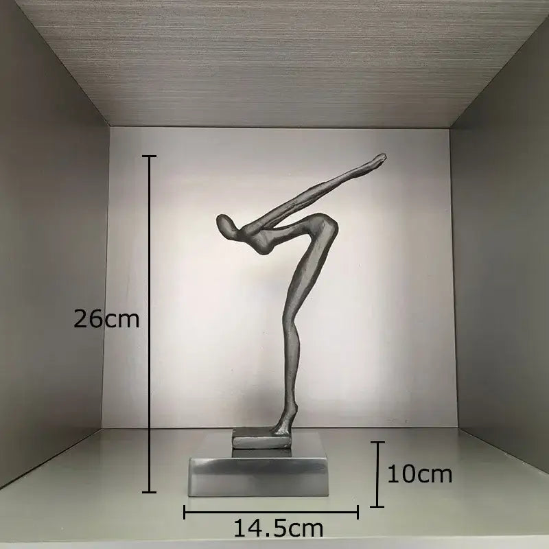 Silver abstract human figure with sleek metallic finish gymnast statue desk ornament for decorbites living room decor
