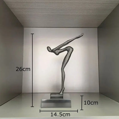 Silver abstract human figure with sleek metallic finish gymnast statue desk ornament for decorbites living room decor