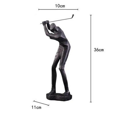 Black matte golf player sculpture 36cm tall with stylized design and textured base for decorbites golf player decor