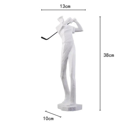 White resin golf player sculpture with black club 38cm tall human body figure for decorbites living room decor