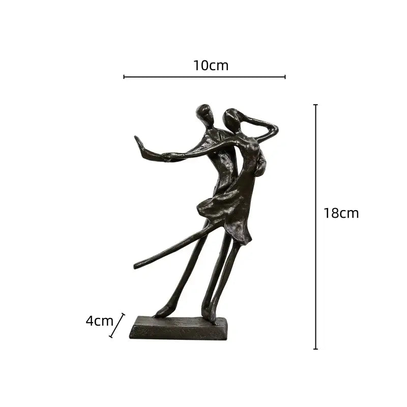 Bronze-colored abstract couple dancers portrait sculpture on rectangular base for living room decorbites couple dancers decor
