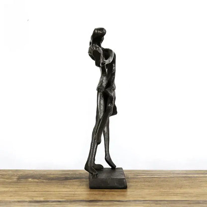 Abstract bronze couple dancers portrait sculpture with two intertwined figures on a square base for living room decorbites decor