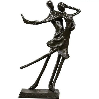 Bronze-colored abstract couple dancers portrait sculpture in elegant flowing pose perfect for living room decorbites decor