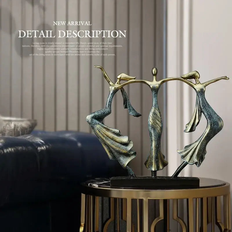 Bronze and dark blue patina decorbites dancing couple sculpture forming a heart shape for living room decor