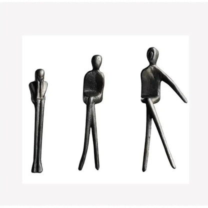 Three minimalist gold plated figure sculpture set with abstract bronze design for living room decorbites decor