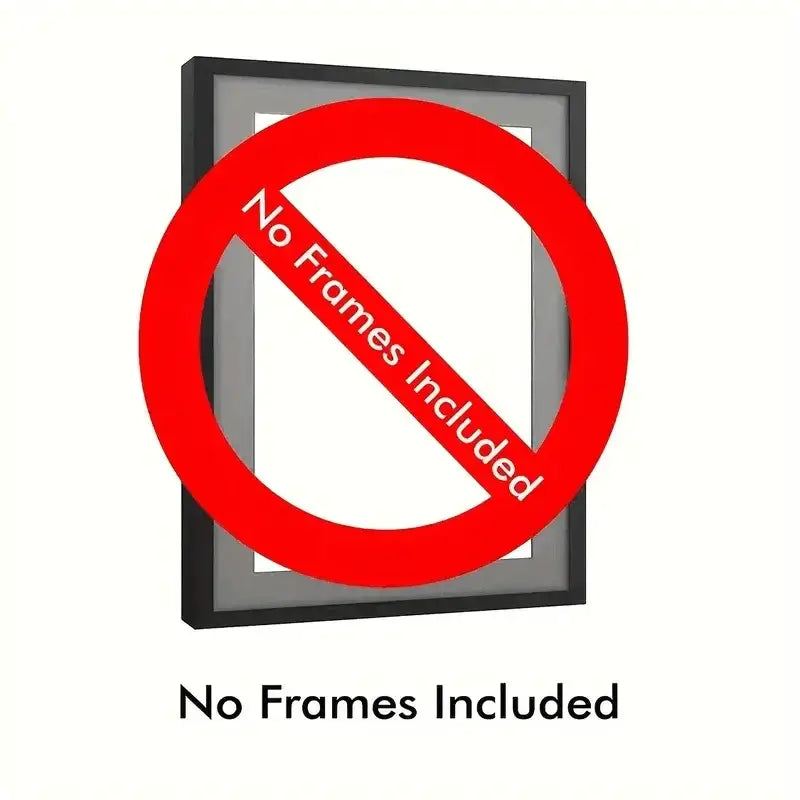 Decorbites™ abstract beige japanese flower canvas wall art with black frame emphasizing no frames included option