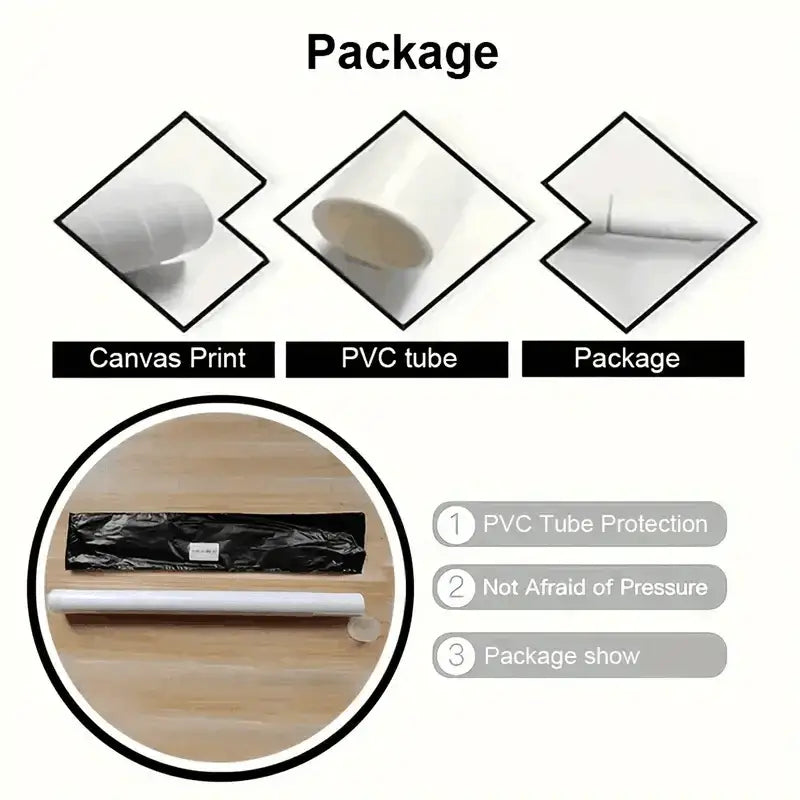 White canvas print of decorbites™ abstract beige japanese flower canvas wall art rolled in pvc tube for protection