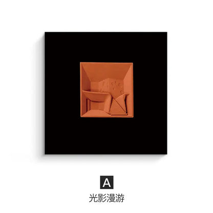 Terracotta square ceramic wall decoration featuring decorbites abstract geometric minimalist interior art