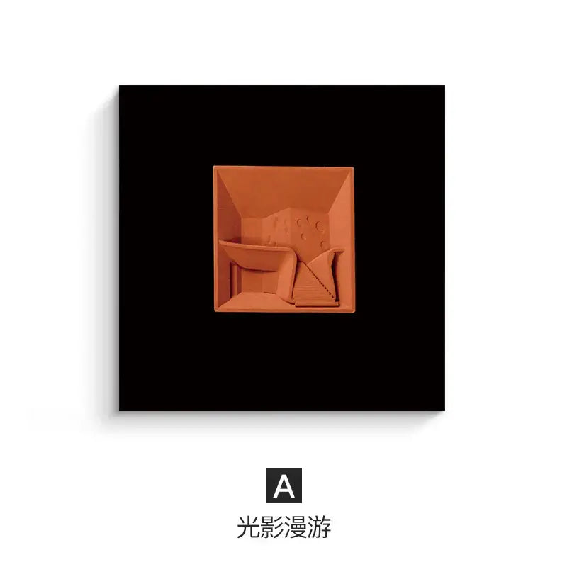 Terracotta square ceramic wall decoration featuring decorbites abstract geometric minimalist interior art