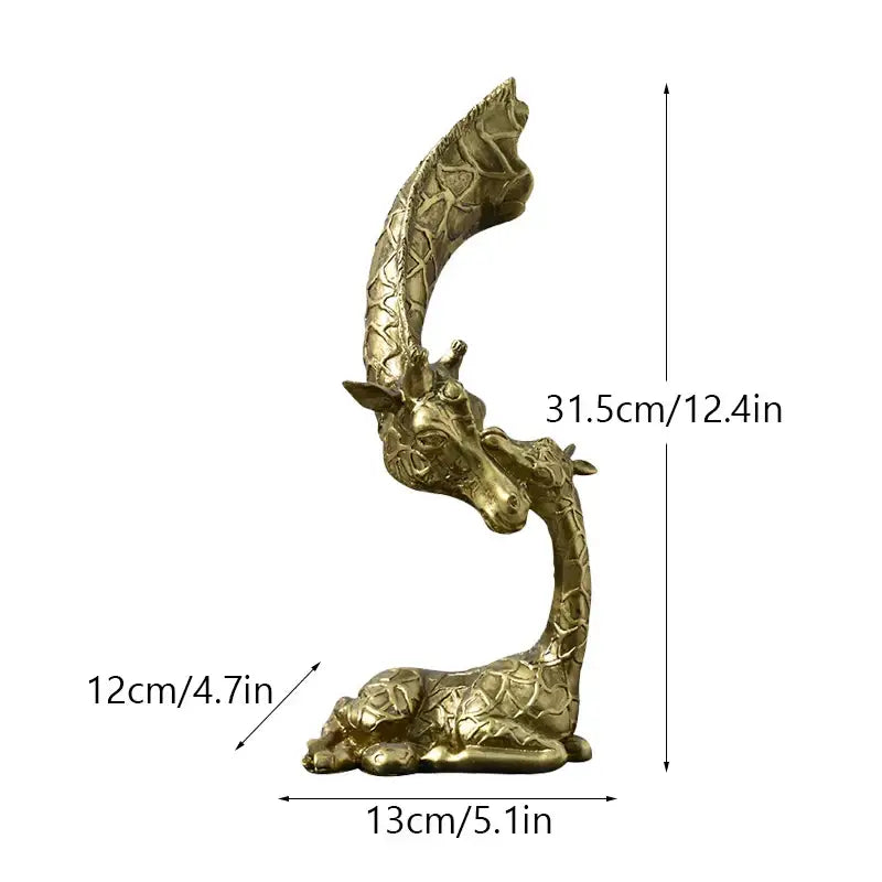 Golden abstract resin giraffe figurine with intricate texture and elongated neck for decorbites living room decorbites abstract resin