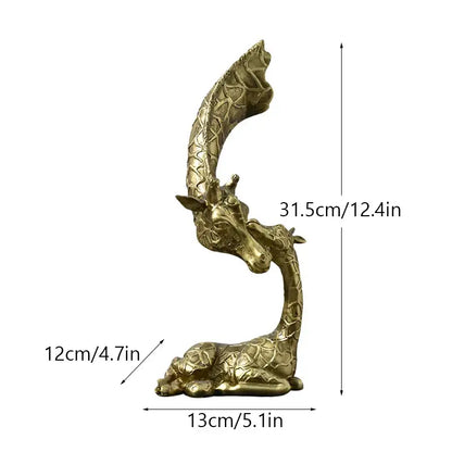 Golden abstract resin giraffe figurine with intricate texture and elongated neck for decorbites living room decorbites abstract resin