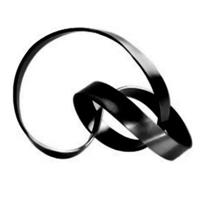 Black metallic ring with sleek reflective surface and interlocking design in decorbites abstract knot golden sculpture style