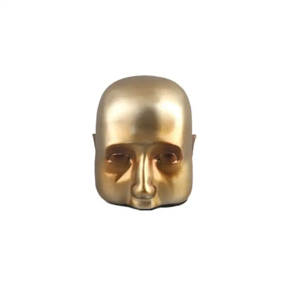 Abstract minimalist golden head half face sculpture with smooth polished surface for home decor decorbites golden head