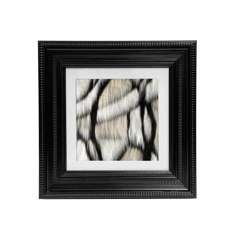Black ornate picture frame with textured beaded border enclosing abstract modern wall art in black beige for decorbites abstract modern decor