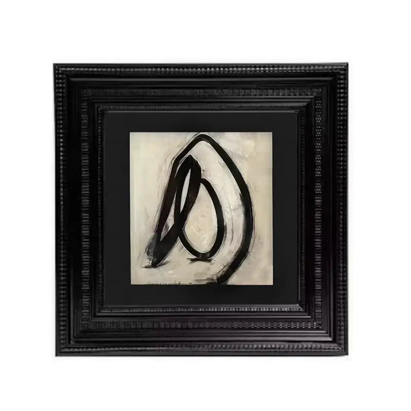 Black framed abstract modern wall art with bold black brushstrokes on cream canvas for decorbites abstract modern decor