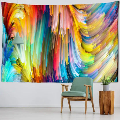 Vibrant abstract mandala 3d tapestry with swirling purple and blue iris colors for decorbites boheme living room decor