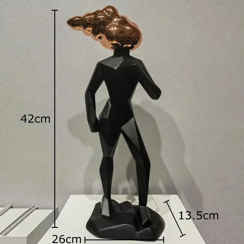 A sleek black and copper abstract resin sculpture by decorbites, ideal as a resin sculpture room decor piece