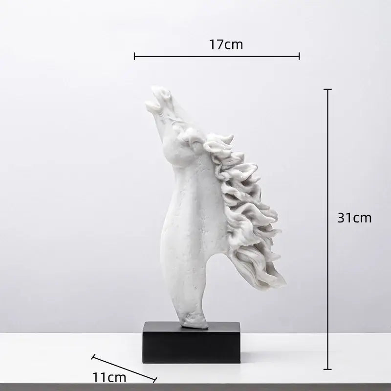 A sleek white resin horse head statue with flowing mane on black base for living room decorbites horse head decor