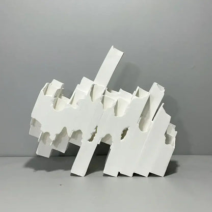 Abstract white decorbites geometric ceramics flower vase with jagged layered forms for modern ceramics flower arrangement