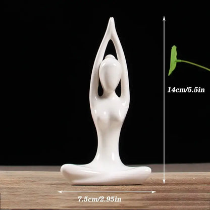 White ceramic abstract yoga figure figurine in yoga pose porcelain decorbites abstract yoga living room sculpture