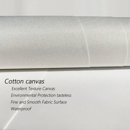 A roll of white cotton canvas fabric with fine textured weave for abstract yayoi kusama wall art flower prints