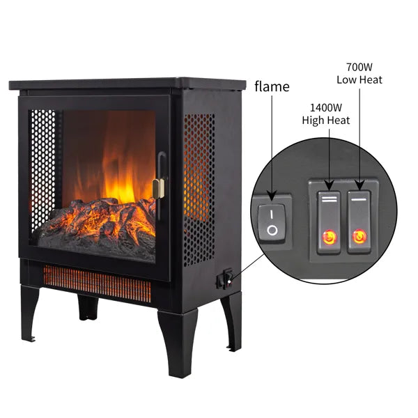 Black Freestanding Electric Fireplace