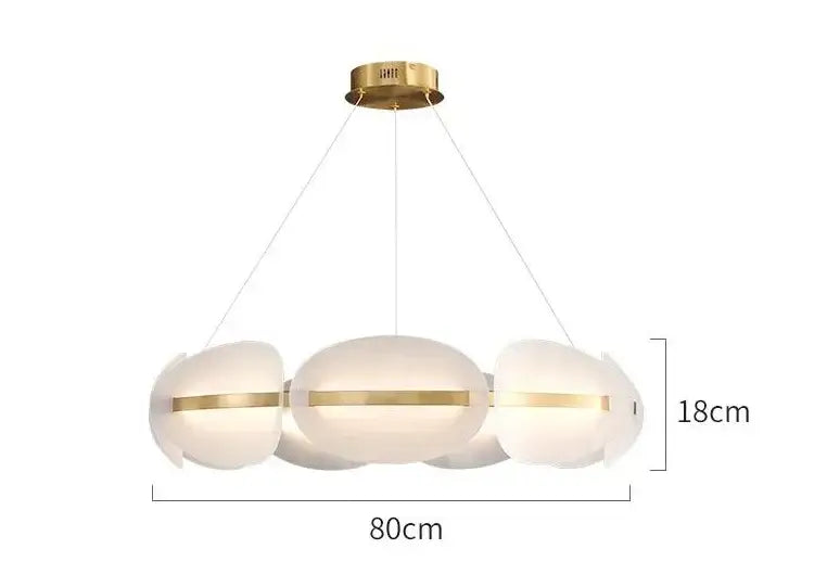 Modern gold-accented dimmable decorbites acrylic ring chandelier with frosted glass orbs for dining room lighting