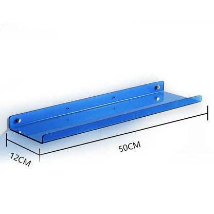 Blue translucent acrylic wall shelf 50cm long for home decor and organization by DecorBites wall shelf organizer