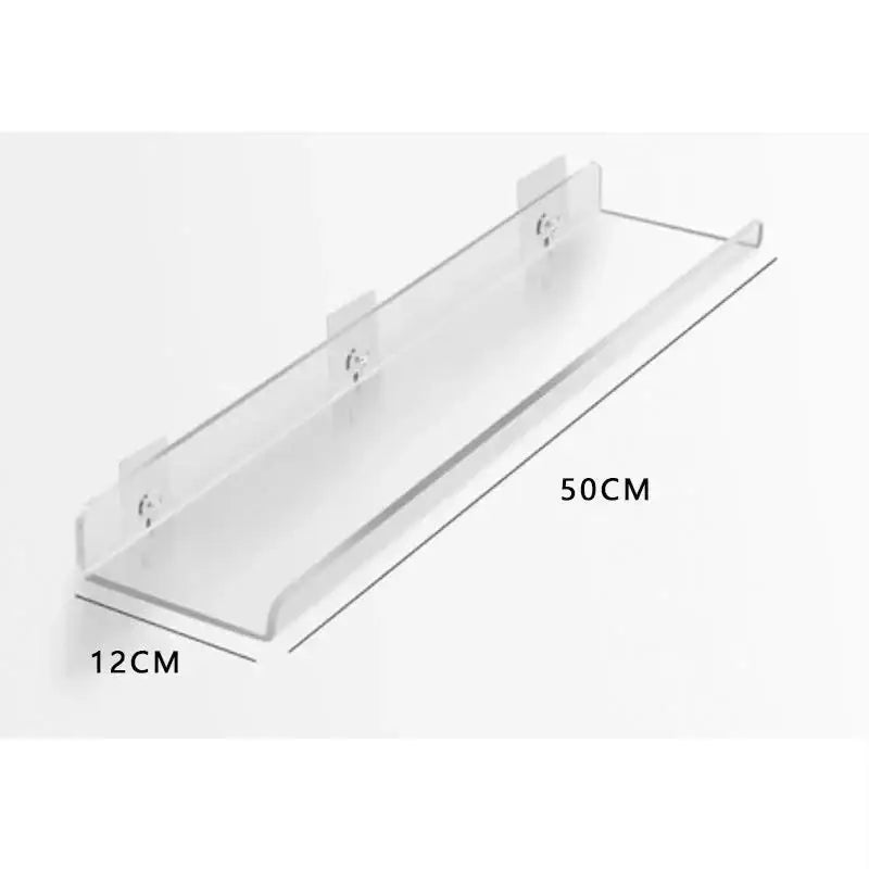 DecorBites™ clear acrylic wall shelf organizer 50cm by 12cm for stylish home decor and wall shelf organization
