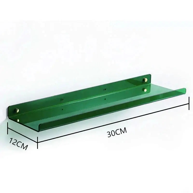 Decorbites™ green translucent acrylic wall shelf organizer with gold-toned hardware for modern home decor