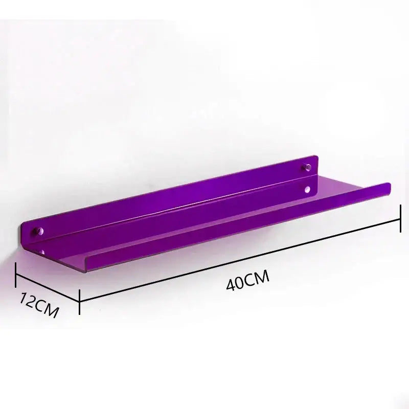 Purple metallic acrylic wall shelf organizer by DecorBites with sleek modern design for stylish home decor 40cm by 12cm