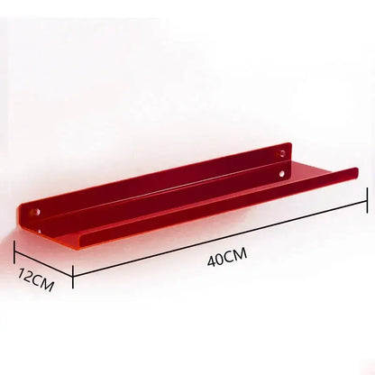 Red metallic acrylic wall shelf organizer by decorbites with sleek modern design 40cm by 12cm for home decor
