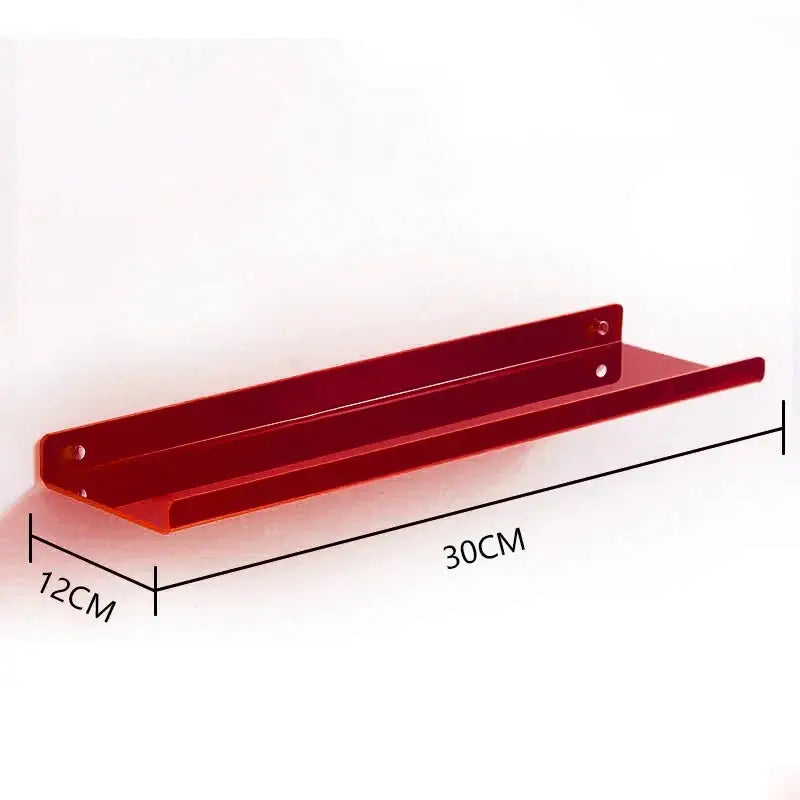 Red metallic acrylic wall shelf organizer decorbites™ 30cm by 12cm for modern home decor display