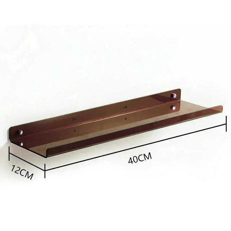 Decorbites™ sleek translucent brown acrylic wall shelf organizer with metal brackets for modern home decor use