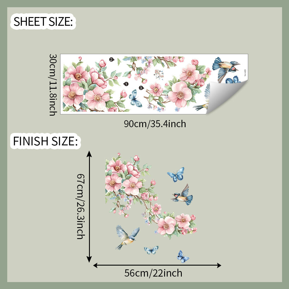 Branch Leaf Bird Butterfly Bedroom Home Beautification Decoration Wall Sticker