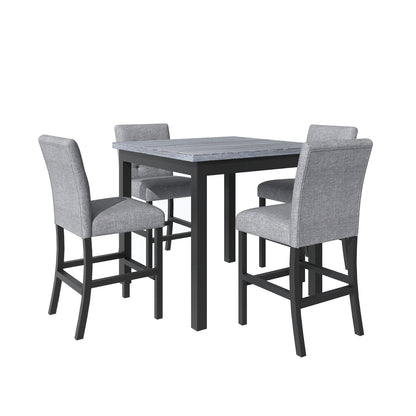 TOPMAX 5-Piece Counter Height Dining Set, Wood Table  Chairs Stools W Footrest