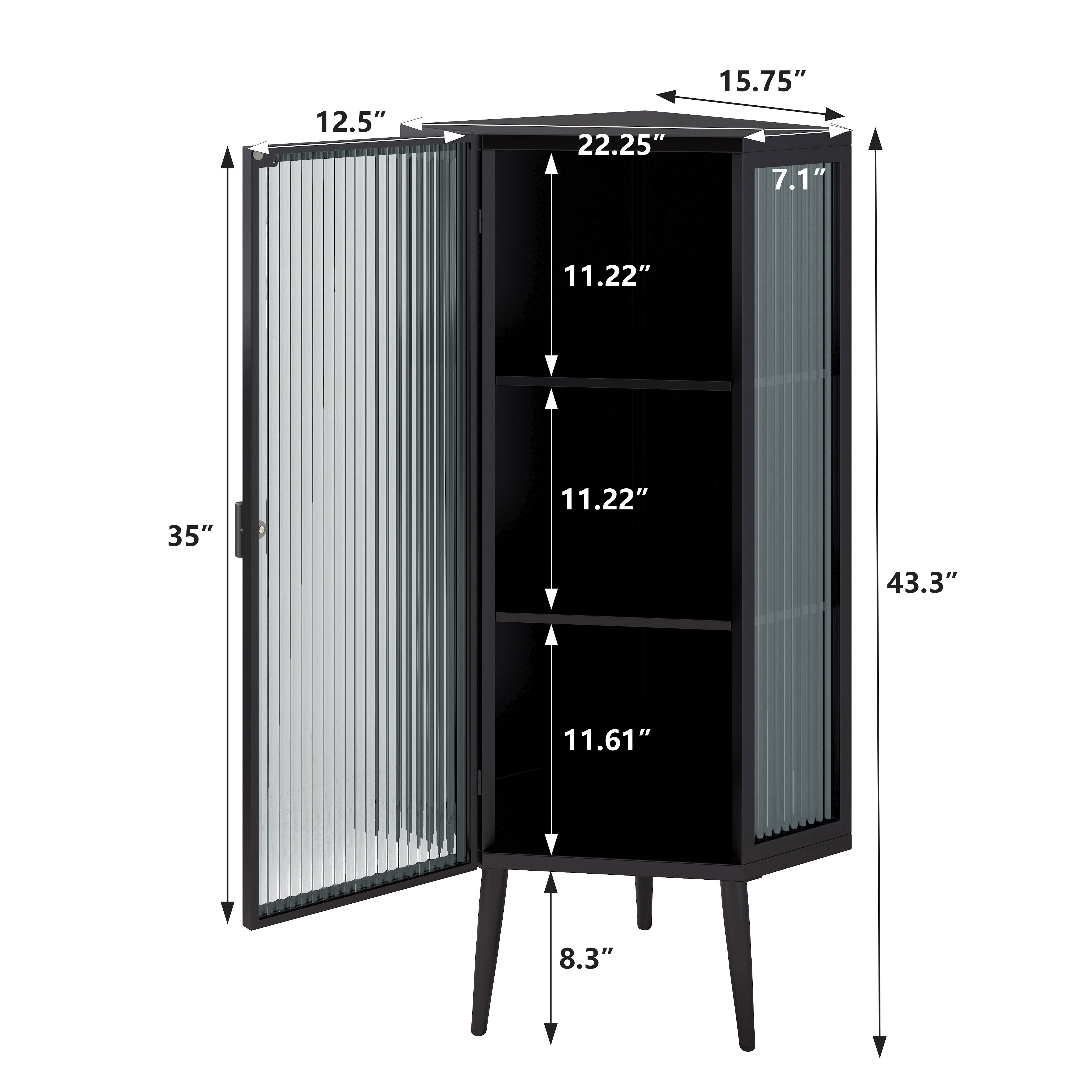 Black Glass Corner Cabinet