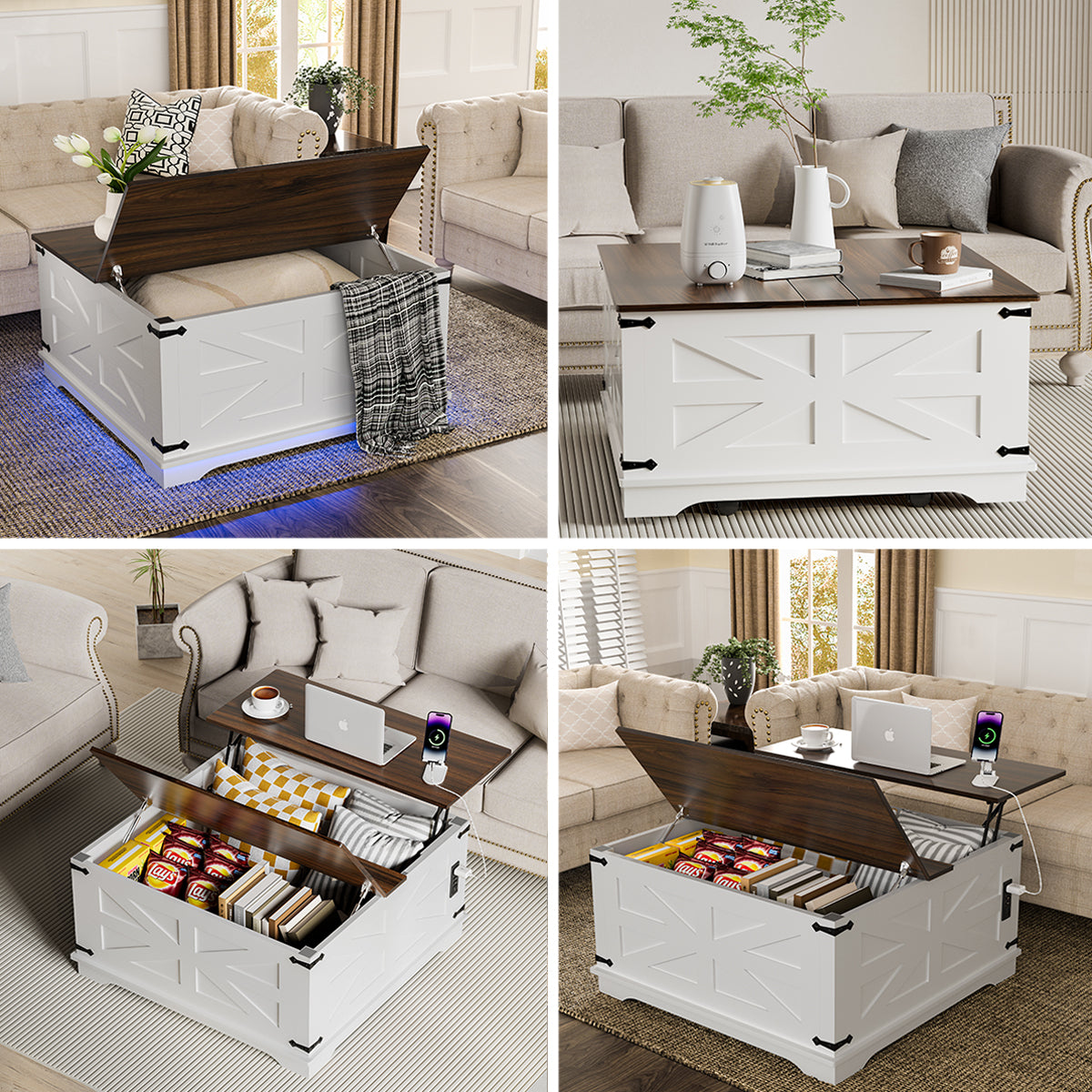 White Wood Lift-Top Table