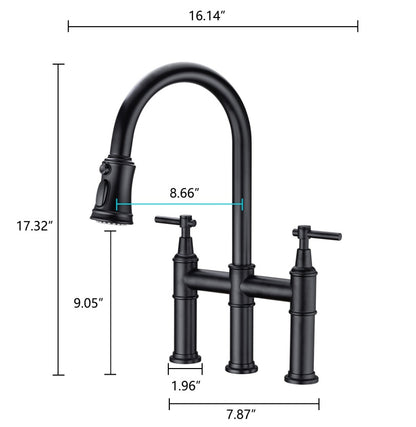Pull Down Dual Handle Kitchen Faucet