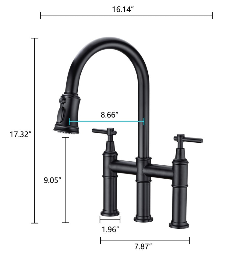 Matte Black Dual-Handle Kitchen Faucet