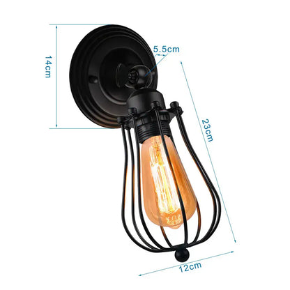Black wrought iron decorbites adjustable industrial wall sconce with amber filament bulb for bedroom and hallway