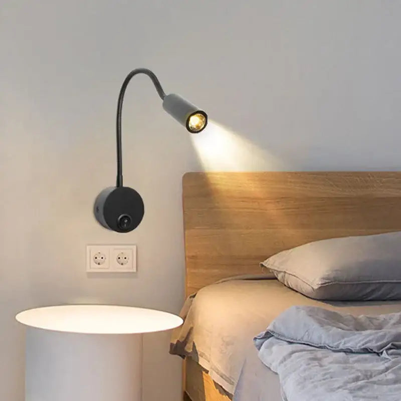 Black gooseneck wall sconce with adjustable arm and warm led bedside wall light for bedroom decorbites led bedside use